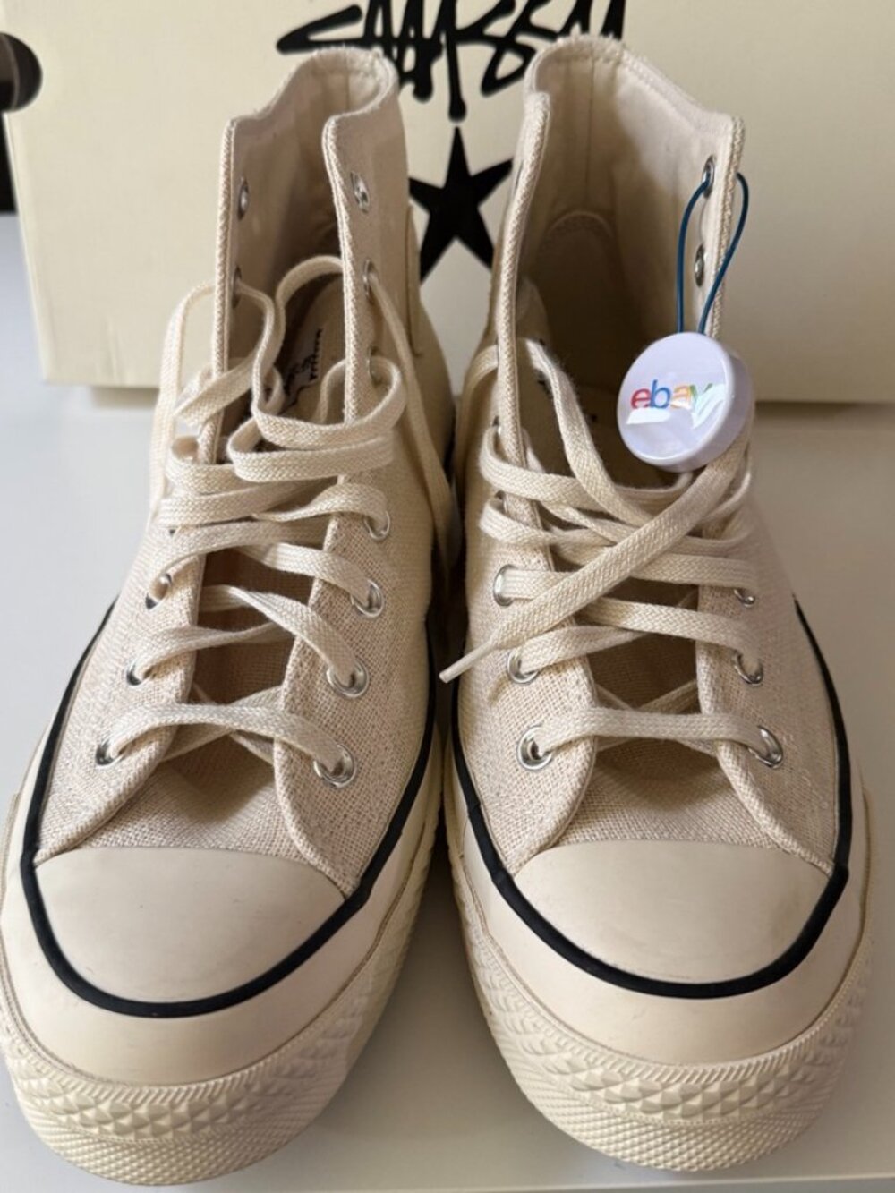Stussy x Converse Chuck 70 Fossil Men's Size 9.5 Cream New